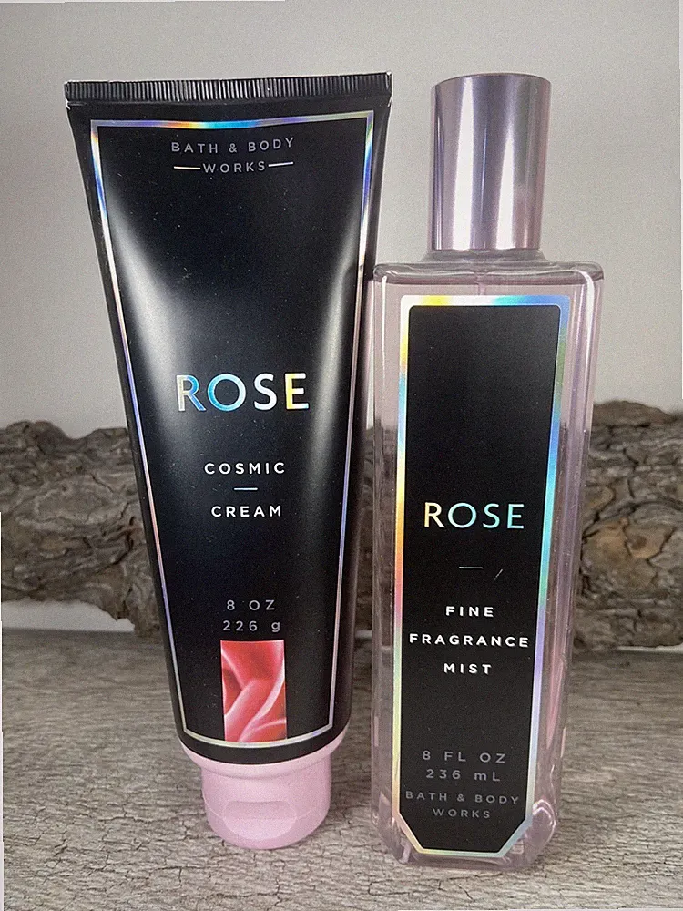 2 pc Bath & Body Works COSMIC ROSE fragrance mist and cream set