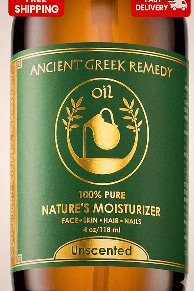 Ancient Greek Remedy Unscented Organic Face and Body Oil Made of Olive, Almond