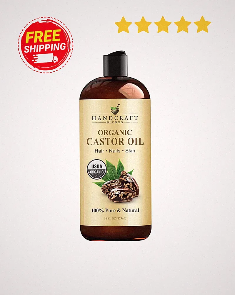 Premium Organic Castor Oil 100% Pure and Hexane-Free Cold-Pressed Beauty 16 fl.
