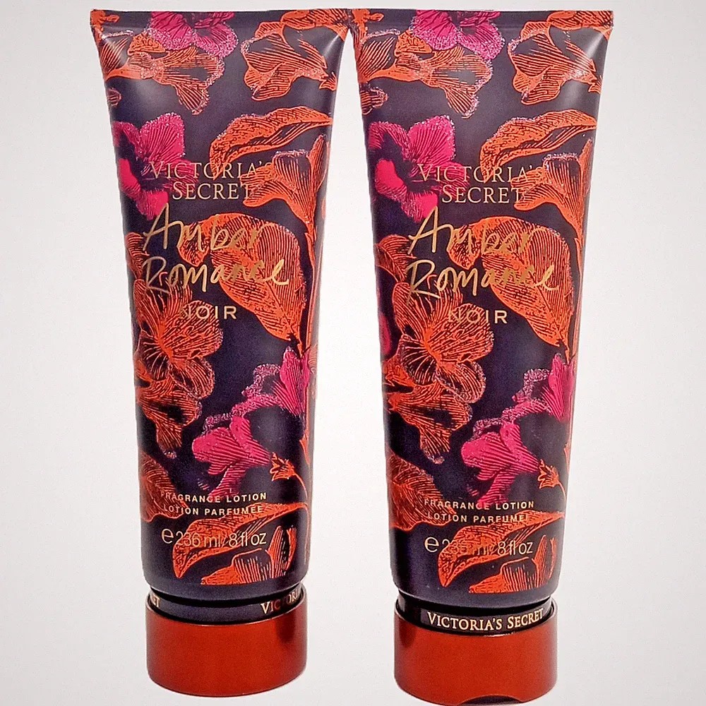 VICTORIA’S SECRET AMBER ROMANCE NOIR FRAGRANCE LOTION 8 OZ SEALED 2 PCS SET